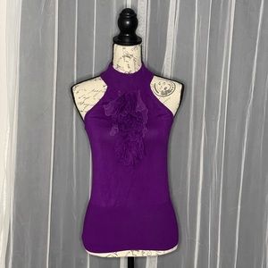 Express Women’s purple flutter front sleeveless blouse